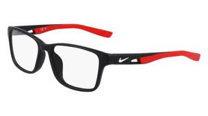 Nike 5038 N Eyeglasses in Matte Black/University Red - 3/4 view