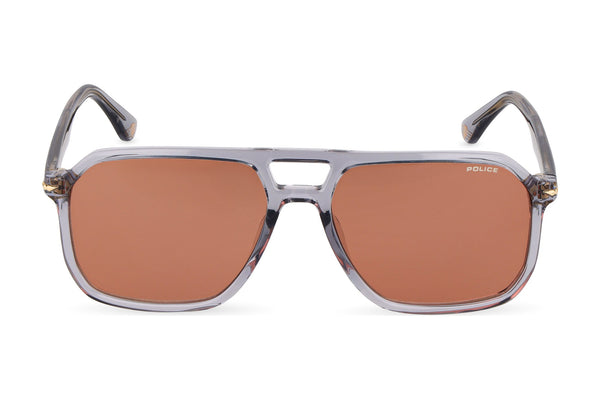 Police SPLN21M Sunglasses in Transparent Grey - front view