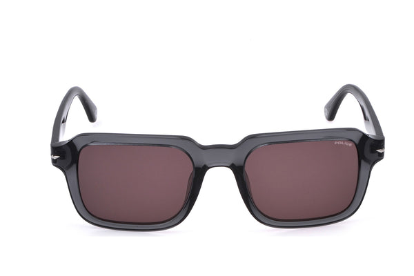 Police SPLN36M Sunglasses in Shiny Transparent Grey - front view