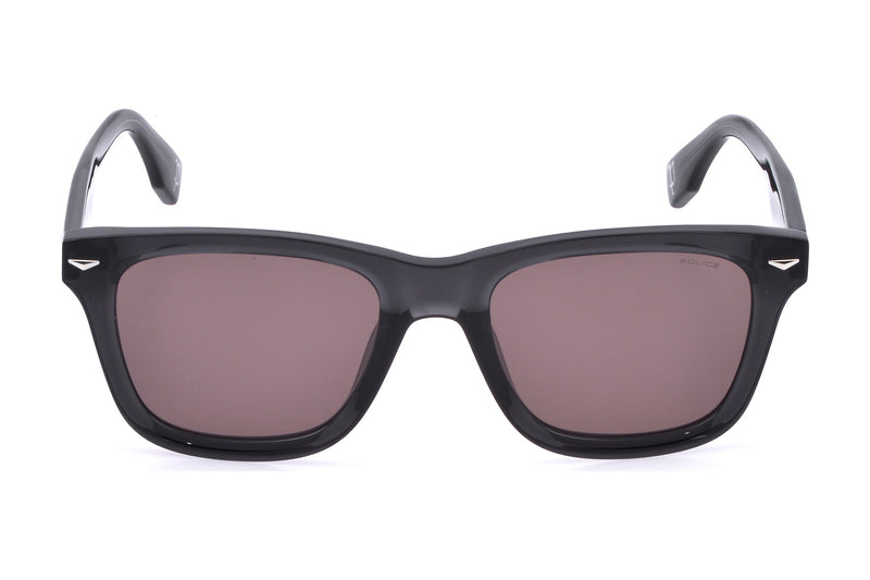 Police SPLR80V Sunglasses in Shiny Transparent Dark Grey - front view