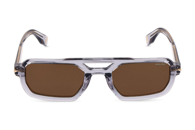 Police SPLU71V Sunglasses in Transparent Grey - front view