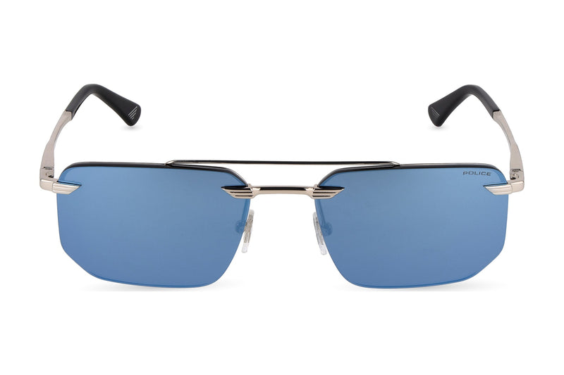 Police SPLU76M Sunglasses in Shiny Palladium - front view