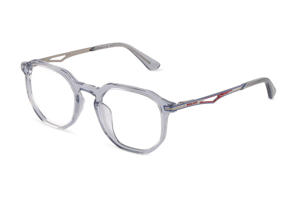 Police VK179 Eyeglasses in Shiny Grey/Azure - 3/4 view
