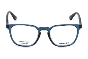 Police VPLQ67M Eyeglasses in Shiny Transparent Blue - front view