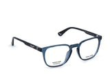 Police VPLQ67M Eyeglasses in Shiny Transparent Blue - 3/4 view, other side