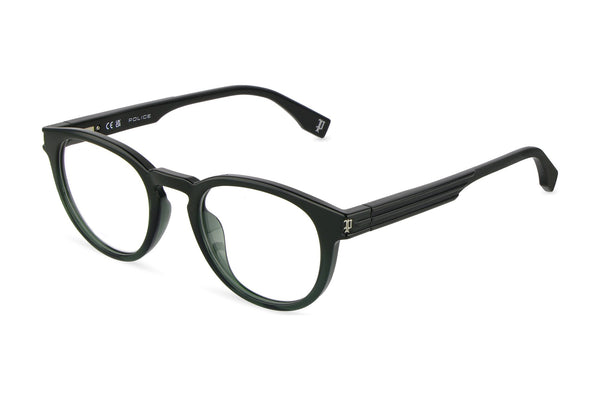 Police VPLU54M Eyeglasses in Shiny Transparent Green - 3/4 view